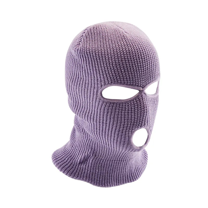 Winter Warm Head  Men's Ski Cycling Cover Printed Face Mask Wool Knitted Cap Custom Logo  Windproof Balaclava