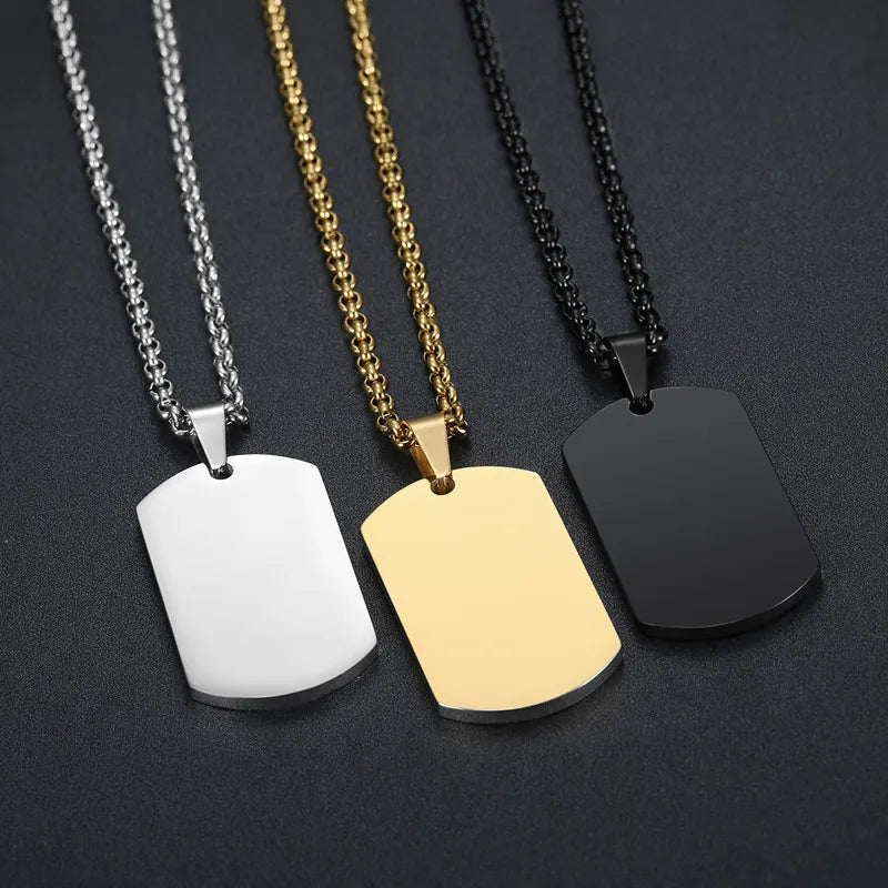 New Fashion Stainless Steel Necklace Blanks Plain Pendant Engraving Custom Name Letter Pendant Men Necklace Wholesales
