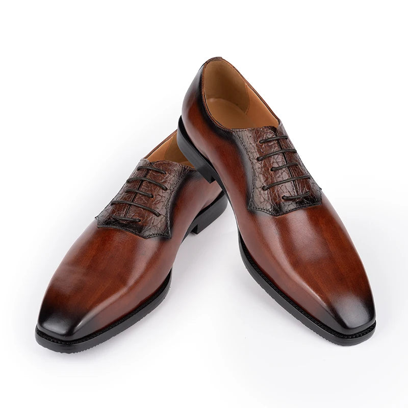 Men's Custom Oxfords Dress Shoes Handmade Leather Casual Formal Design for Elegant Occasions Autumn/Winter Pointed Toe Floral