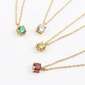 Fashion Jewelry 2021 PVD 18K Plated 1Carat Clear Red Yellow Green CZ Crystal Charm Stainless Steel Necklace for Women