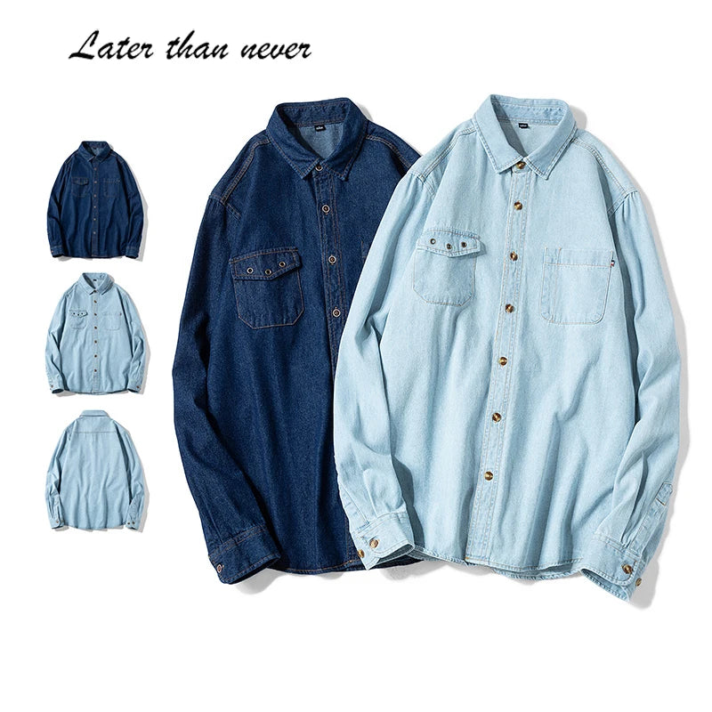 Unisex Leisure Windproof Spring Men's Jacket Long Sleeve Denim Blouse Streetwear Casaco Masculino