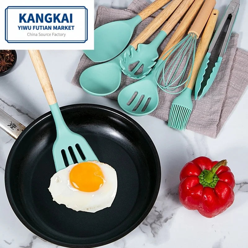 Hot-sale OEM 12PCS Heat Resistant Eco-friendly Reusable Kitchen Accessories Sets Plastic Cooking Utensil Sets