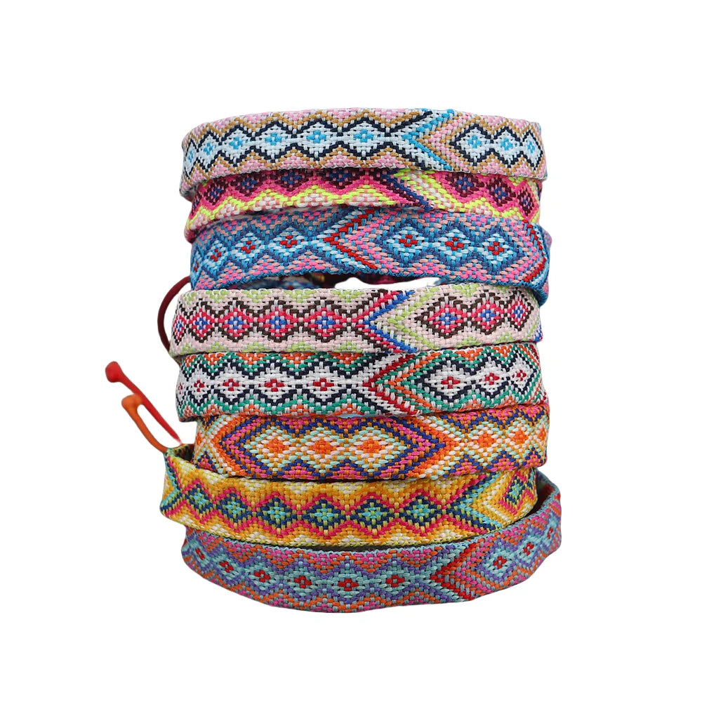 Fenyi Wholesale Jewelry Fashion Casual Bohemian Colorful Plaid Lucky Harvest Woven Bracelet for Women and Men