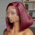 13X4 Lace Human Hair Wigs for Women Straight 99J Burgundy Bob Wigs 4X4 Hd Lace Front Wig for Black Women MegaBDM