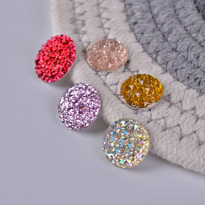 DIY Flatback Resin Dotted Rhinestones Cabochon Gems Sew-On Technique for Shoes Garments Bags for Nail Art Decoration