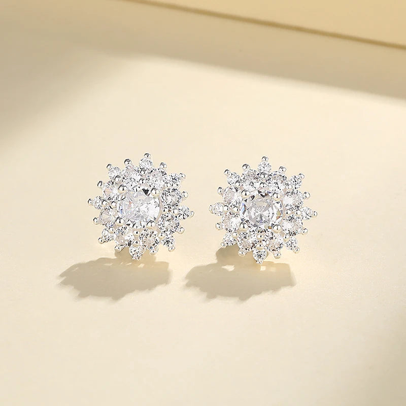 Vibrant Wholesale Women'S Colorful Zircon Flower Stud Earrings"
