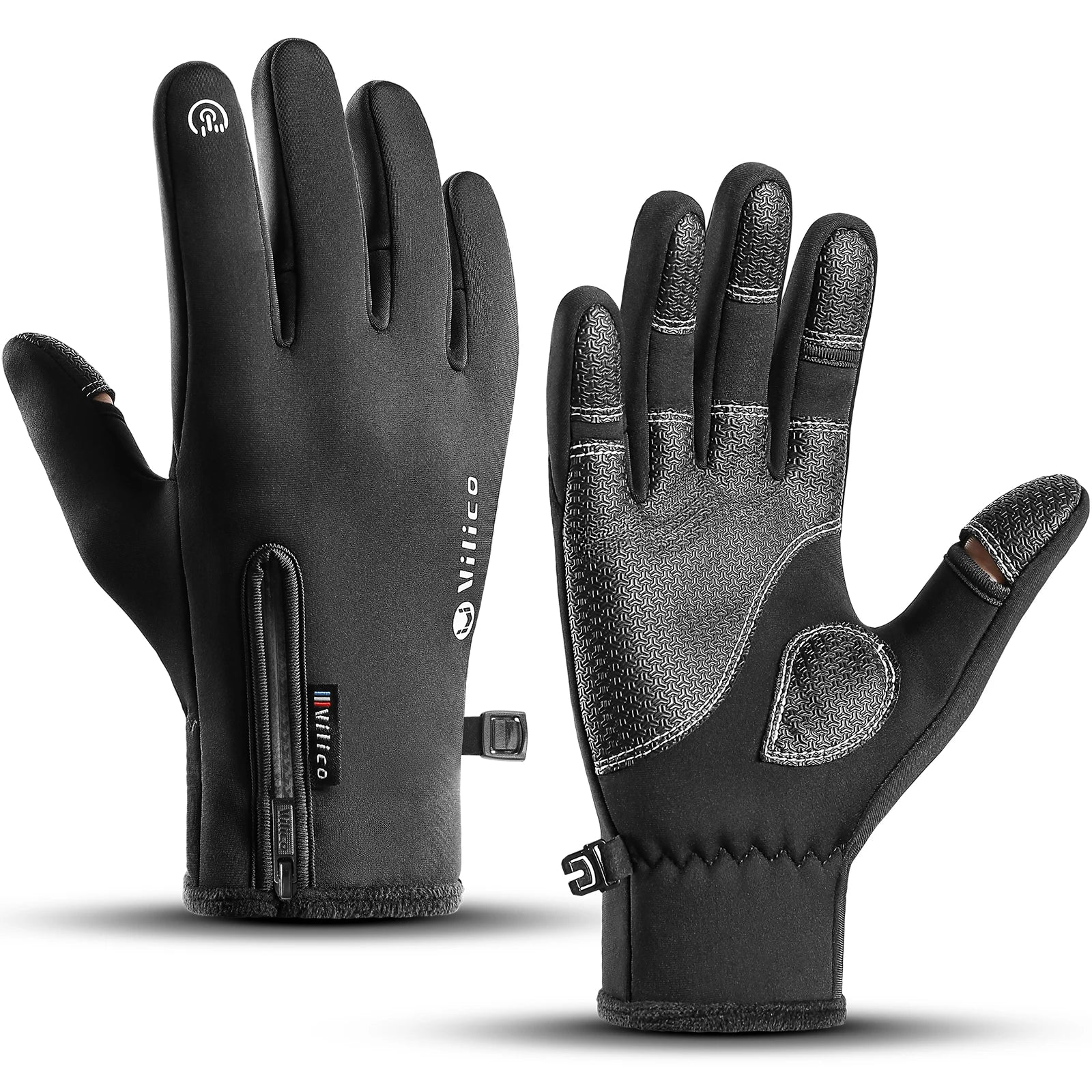 Waterproof Fishing Winter Gloves 2 Finger Flip Windproof Thermal Velvet Warm Gloves for Fishing Cycling Running Driving