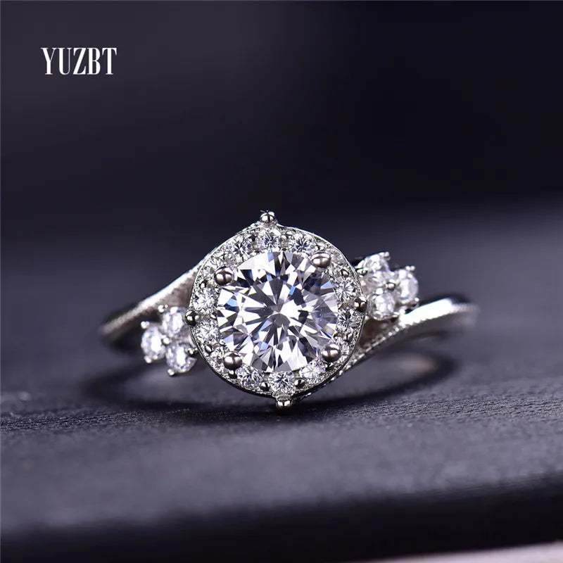 Solid Silver 925 Original 1 Carat Brilliant Cut Diamond Test Past D Color Moissanite Sparkling Starlight Ring Fine Jewelry
