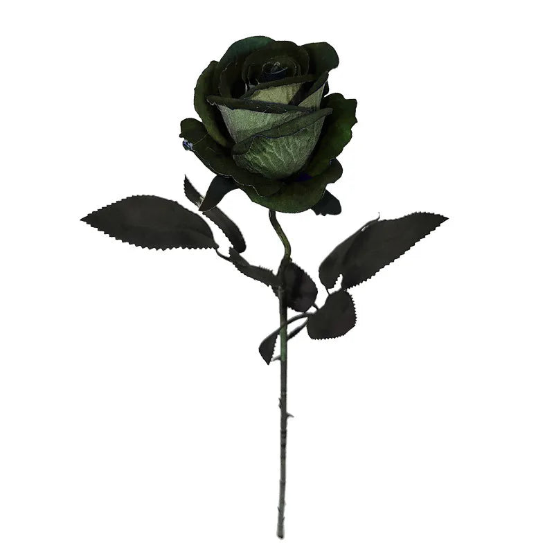 A-1200 Best Seller Artificial Real Touch Velvet Black Roses Wholesale Silk Black Rose