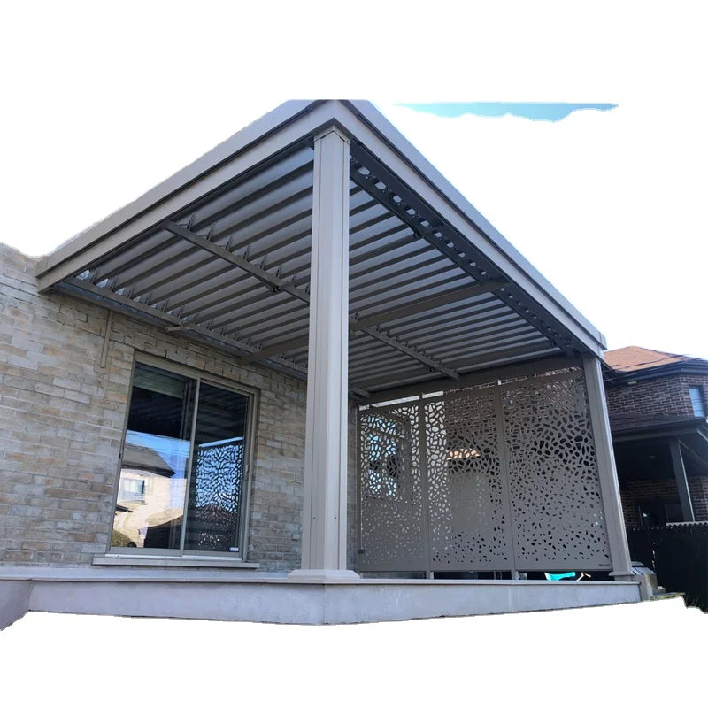 NFRC Certificate 12X16 Galvanized Aluminum Modern Design Pergola Bioclimatique With Led Light Louvered Roof Pergola