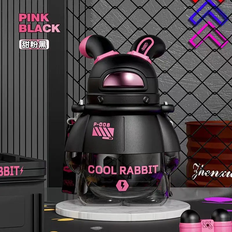 Fashion Brand Plastic Space Cup Cute Rabbit Portable Straw Cup Male and Female Students Summer Kettle Students Home Straw Cup