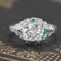 CAOSHI OEM ODM Vintage Emerald Stone Finger Rings Wholesale Silver Plating Round CZ Ring Jewelry Women