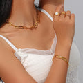 Drop Ship Minimalist 18K Gold Plated Paper Clip Chain Necklace Tarnish Free Stainless Steel Choker Necklace