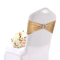 Gold Stamping 100% Polyester Home Banquet Party Bow Knot Decoration Stretch Elastic Wedding Chair Sashes Buckle 15x35cm JIAOHUI