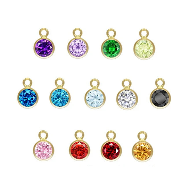 14K Gold Filled Jewelry Charm 3mm 4mm 6mm 12 Birthstone Lucky Charms for Jewelry Making