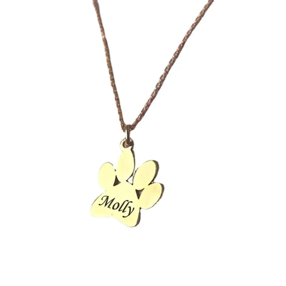 Qiuhan OEM/ODM Kids Names Mothers Day Gift Cute Paw Print Necklace Engraved Name Necklace