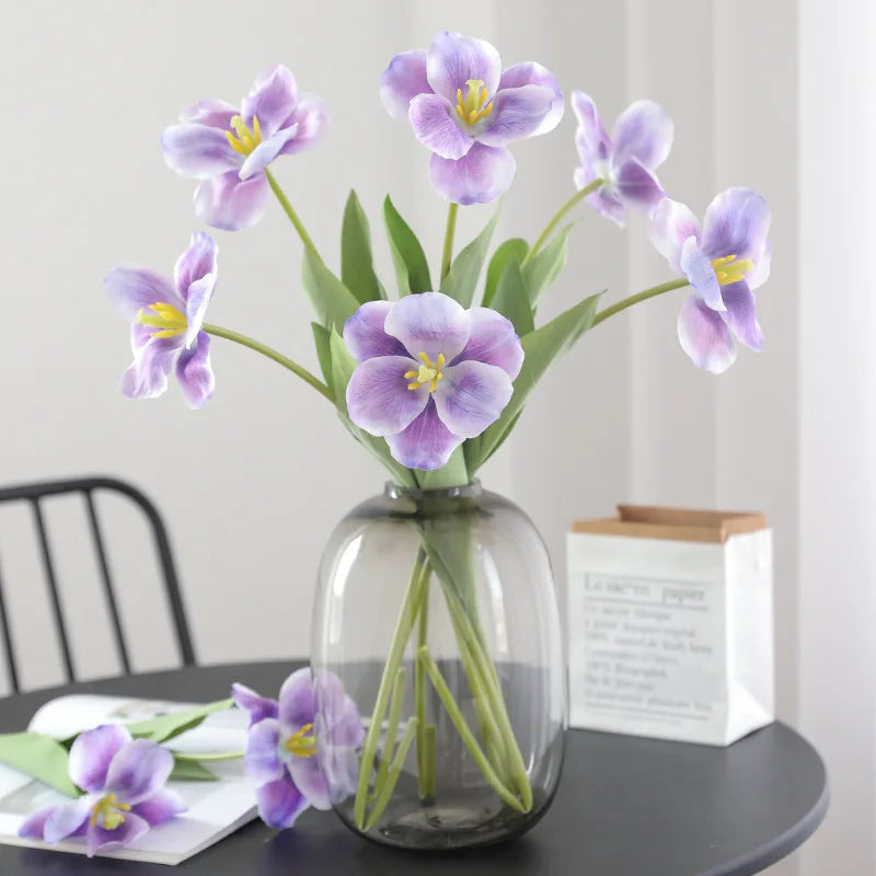 JCF496 Single Branch Open Tulip Simulation Flower Home Table Flower Decoration Wedding Ceremony Artificial Flowers