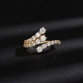 SR305 RINNTIN Adjustable 14k Gold Plated White CZ Open Ring Dainty Silver Cubic Zirconia Stacking Finger Rings Statement Ring