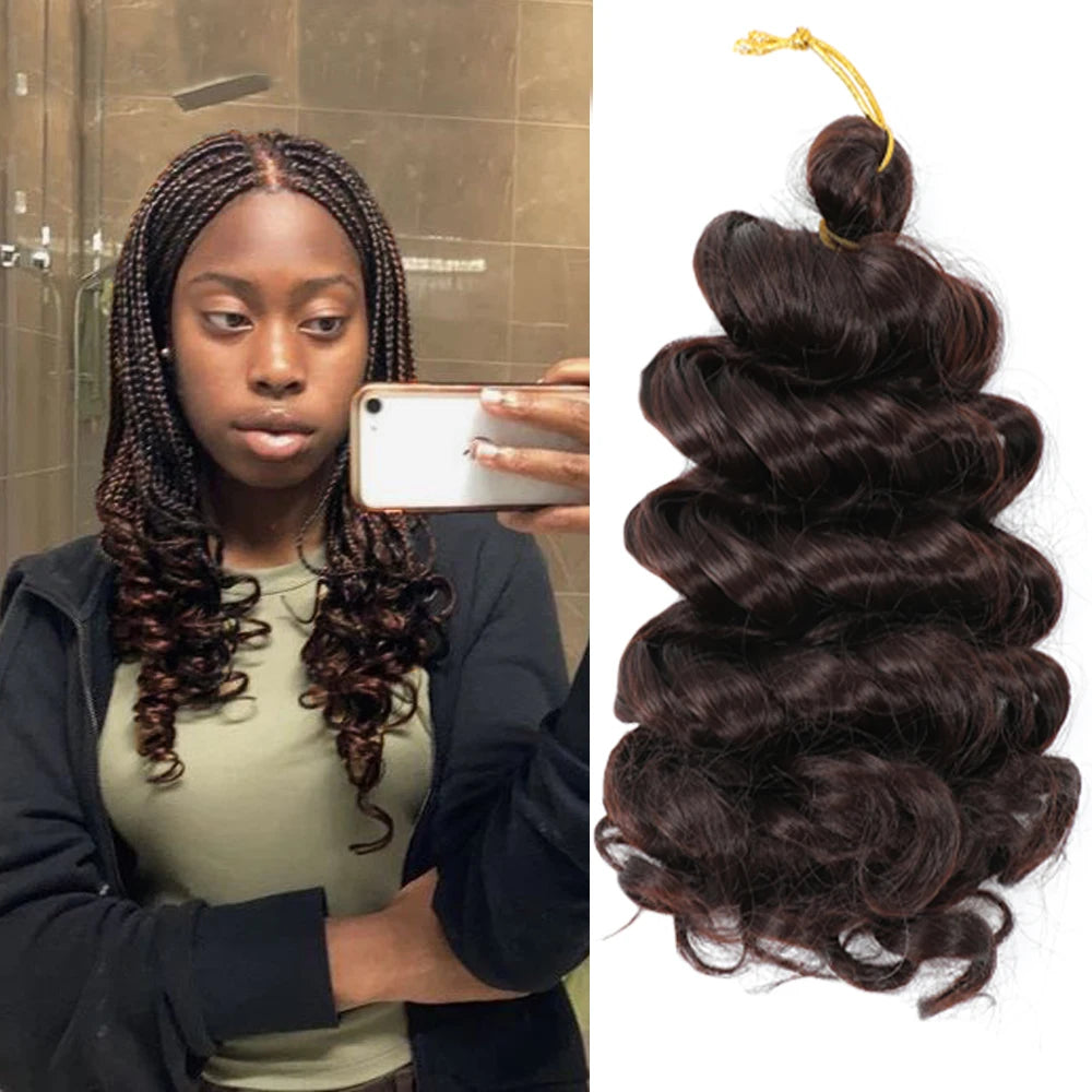 Italian Dark Brown Deep Twist Synthetic Braiding Hair Extensions for Women Water Wave Crochet Hair Braids