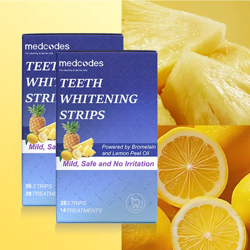 14 28 Pairs Private Label Pineapple Lemon Flavored Teeth Whitening Strips Teeth Strips Dental Whitening Strips