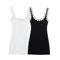 ZATRHMBM Summer Women's 2025 New Fashion Flower Decorated Dress Retro Suspender Sleeveless Elegant Female Mini Dress