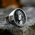SS8-1074R Stainless Steel Retro Jesus Head Cross Ring Men's Personality Fashion Ring