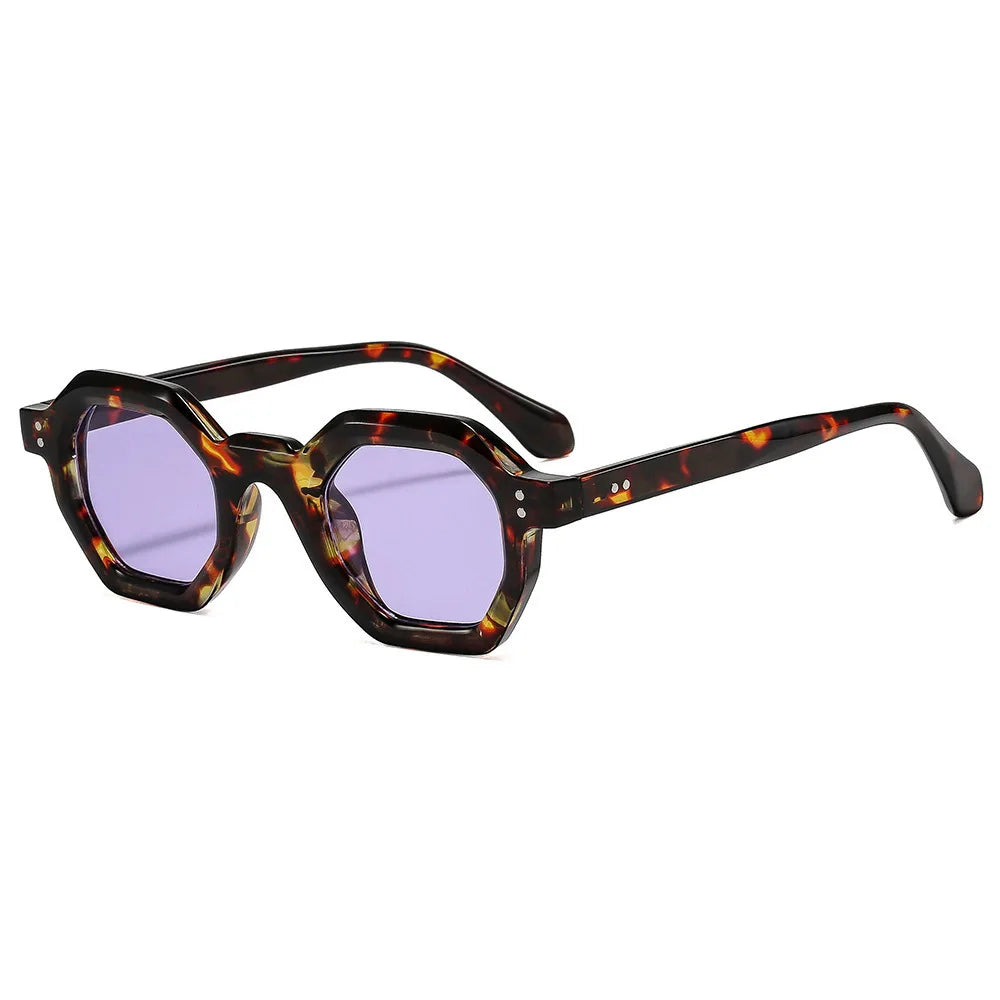 Polygon Men and Women Outdoor Sunshade Hexagonal PC Frame UV400 Protection Rivet Hot Selling Sunglasses