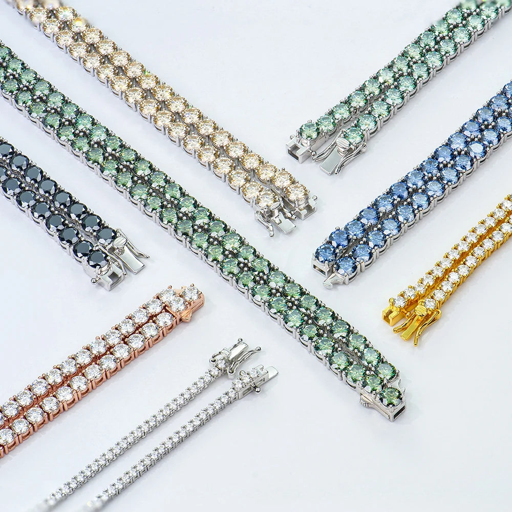 Factory Price Wholesale Hiphop Trendy Jewelry 925 Sterling Silver Ice Gra Vvs Diamond Mossanite Moissanite Tennis Necklace Chain