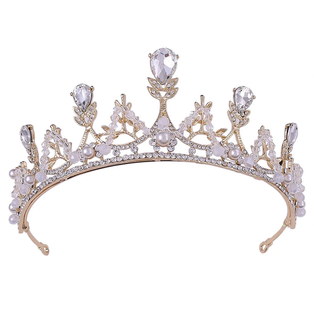 Miallo Korean Style Luxury High Quality Princess Bridal Crown Rhinestone Pearl Alloy Tiara for Queen Wedding Hair Accessories