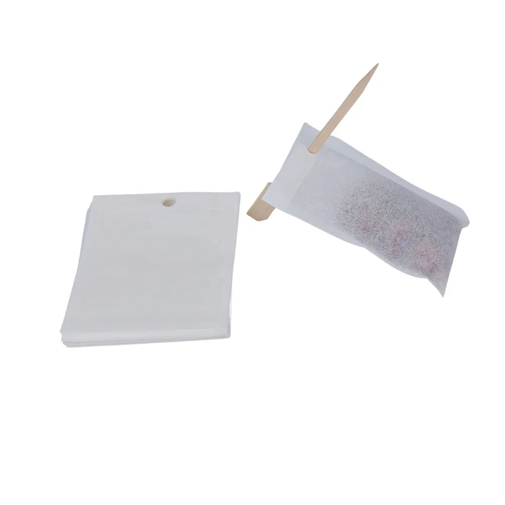 Custom Food-Grade Wood Pulp Filter Paper Tea Bags 60X 80MM with Hole Plus Sticks for Herbal Tea Packaging & Printing