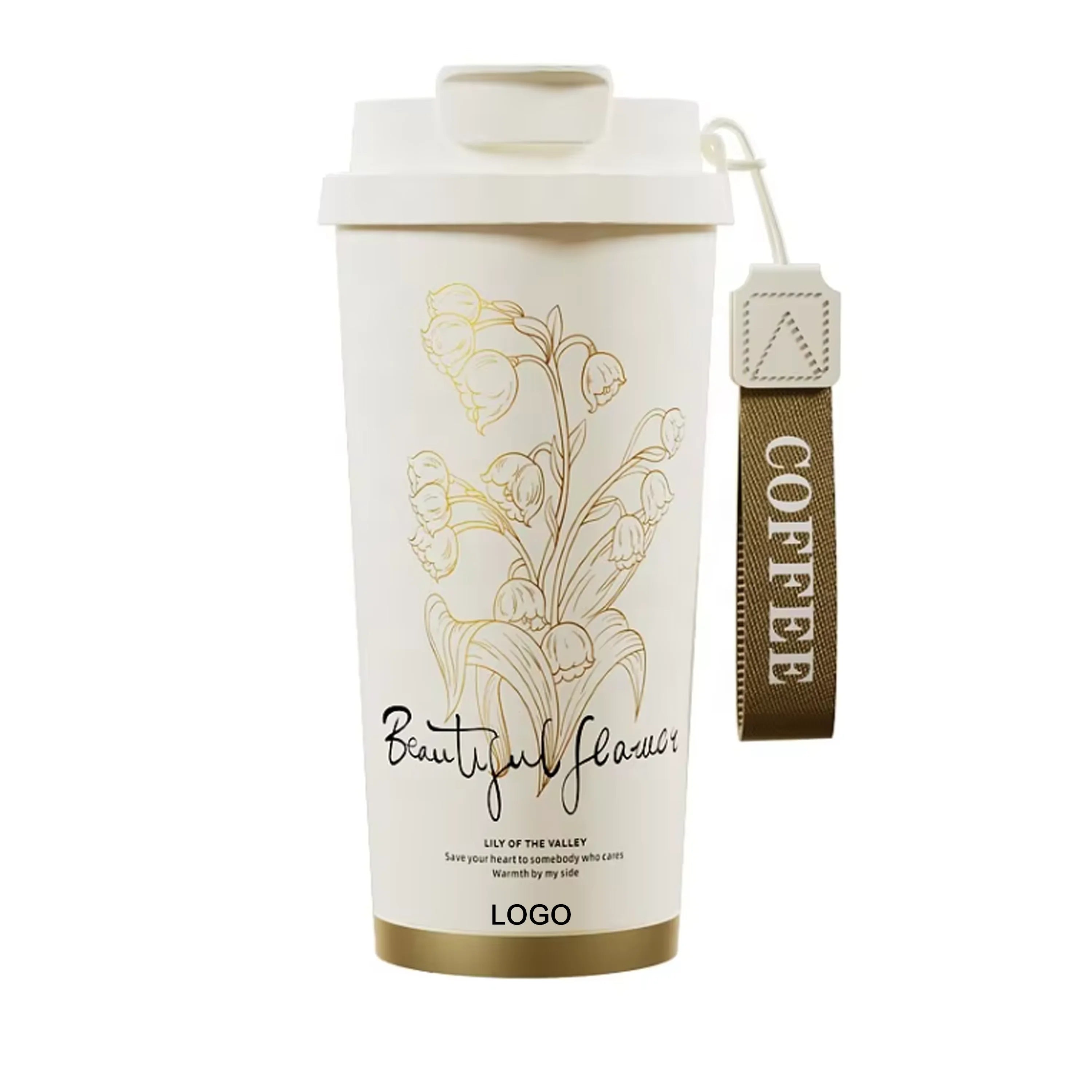 Fast Add Logo New Ceramic Liner Insulation Cup 316 Stainless Steel Double Drinking Cup with Straw Insulated Water Bottles