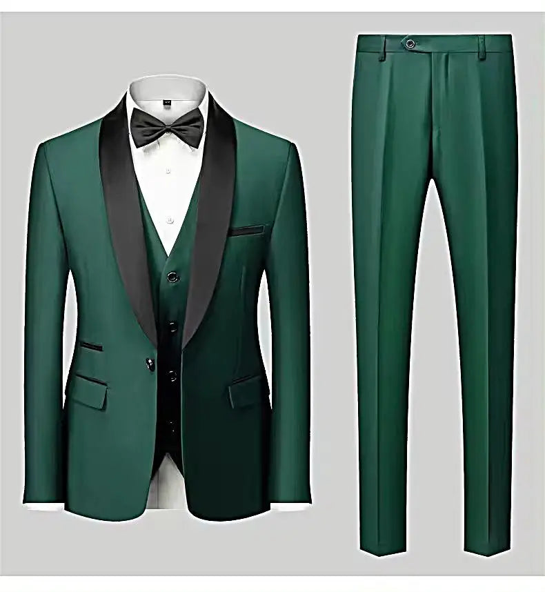 (Jacket+Vest+Pant) S-6XL White Red Men Wedding Suits Groom Wear Lapel Wedding Groom Tuxedos Business Party Suit 3 Pieces