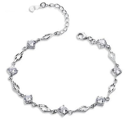 925 Sterling Silver Charms Bracelets for Women Crystal Zircon Bracelet Valentine's Day Present High-quality Popular Bracelet