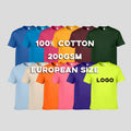 Custom 200g Plain t Shirt 100 Cotton European Size Tshirt Street Wear Blank Cotton T-shirts Pour Hommes