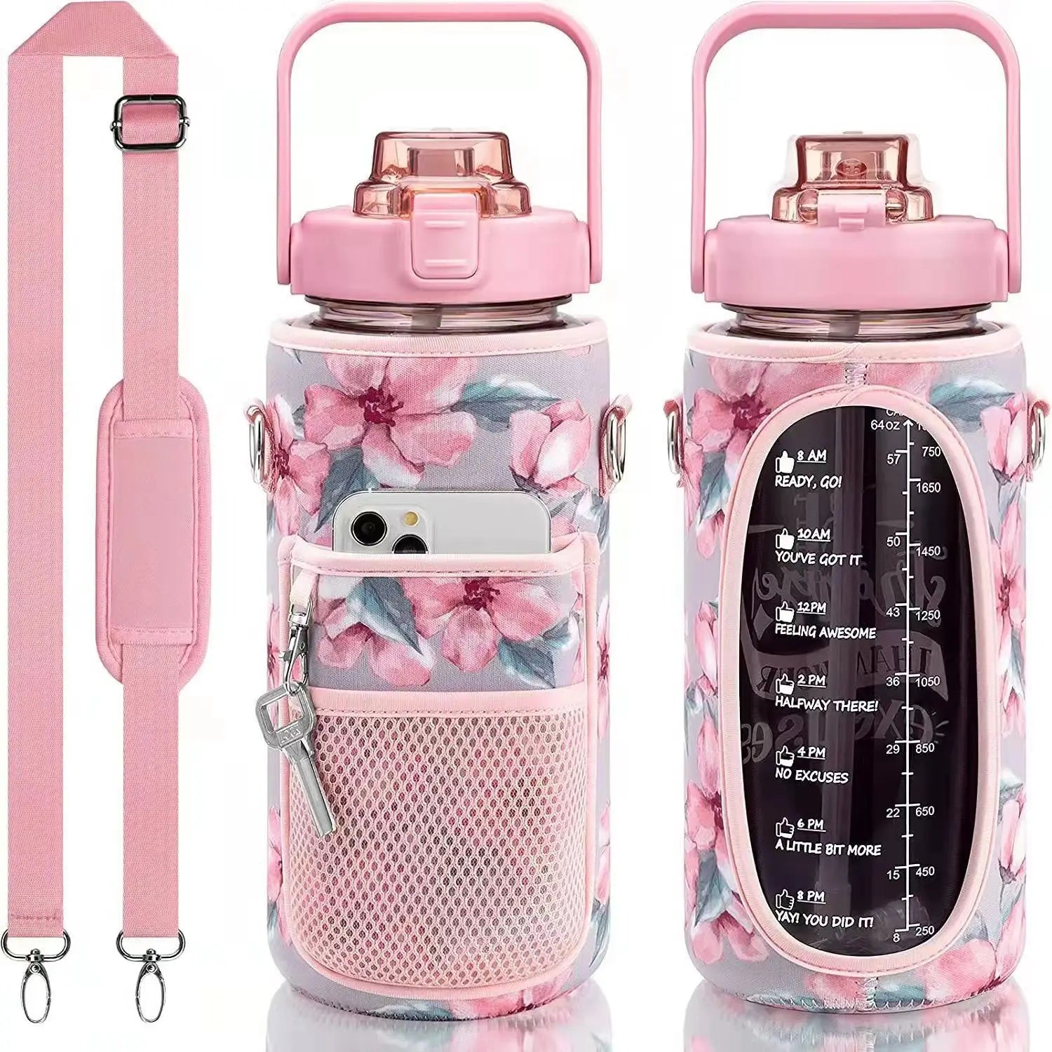 Customized 2L Sports Kettle Bottle Set with SBR Diving Material Portable Strap & Protective Cover Direct Drinking Outdoor