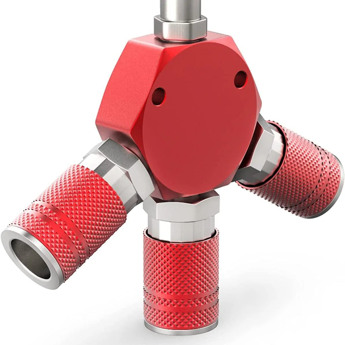 1/4 NPT Red Blue Aluminum Base American Tee Quick Connector