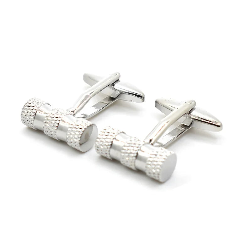 Wholesale Engraved Bar Cylinder Elegant Cufflinks Custom Men Suit Shirt Fashion Accessory Wedding Tuxedo Trendy Jewelry Gift Set
