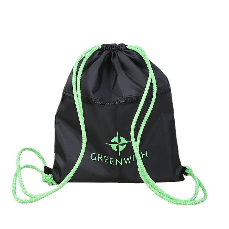 Custom Eco-Friendly Oxford Gym Drawstring Bag with Logo and Letter Pattern Canvas Print
