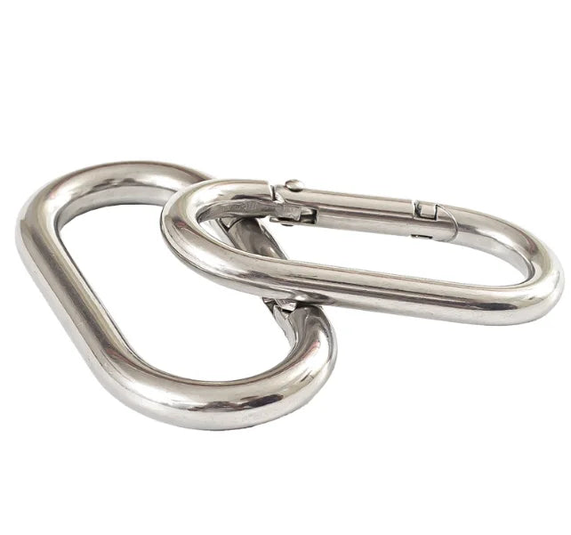 304 Stainless Steel Track Type Spring Hook Key Chain Outdoor Climbing Carabiner Oval Safety Buckle