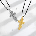 Merryshine 925 Sterling Silver 18k Gold Catholic I love Jesus Christ on INRI Orthodox Cross Pendant Necklace for Women