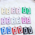 Retro Acrylic Cassette Tape Dangle Earrings Glitter Cassette Dangle Earrings Fun Throwback Jewelry Great Gift for Her