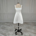 Real Photos Simple Square Collar Sleeveless Satin A-line Mini Wedding Party Dress for Women Short Bride Gown Dinner Dress