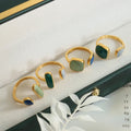 Trendy Stone Gold Jewelry Ring Open Vintage Wholesale Stainless Steel Rings Luxury Rings for Women