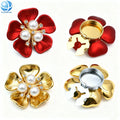Wholesale Imitation Pearl Red Gold Resin Flower Button Cover Removable Button Clasp Clip Cuff-links Women Shirt Button Covers