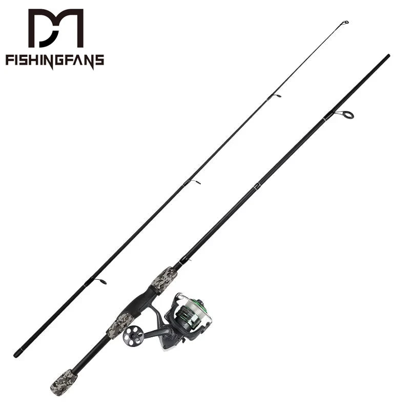 FISHINGFANS FAST Action EVA Handle Glass 1.8m/2.1m/2.4m 2 Section Spinning Baitcasting Sea Bass Fishing Rod Set River Use