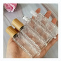 14ml Clear Glass Roll-on Bottle with Bamboo Cap and Roller Long Square Pattern Design for Essential Oils Screw Cap Sealing