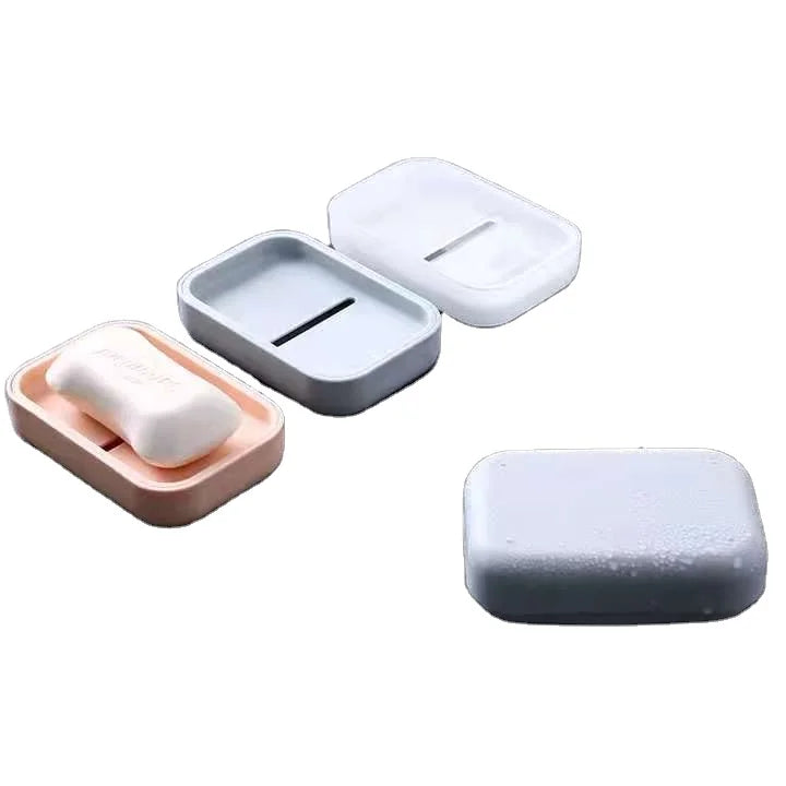Cute Transparent Clear Pink Drain Modern Waterproof Tray Plastic Case Container Household Bathroom Sponge Holder Custom Soap Box