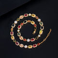 Sparkly Multi Color Zircon Choker Chain Real 18K Gold Plated Brass Jewelry 10MM Colorful CZ Zirconia Necklace for Women Men