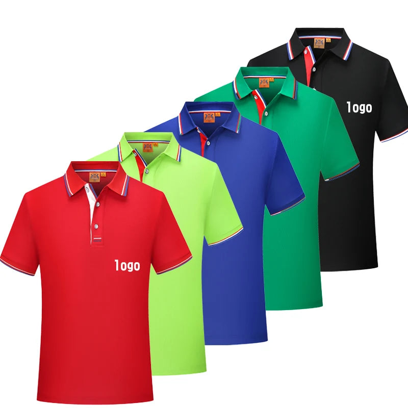 OEM ODM Customized Men's T-shirt Embroidered Lapel Simple Casual Men's Short Sleeved  Polo T-shirt
