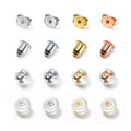 Pair 925 Sterling Silver & 18K Gold Plated Earring Backs Replacement Secure Ear Lockings for Stud Earrings Ear Nut for Posts MegaBDM